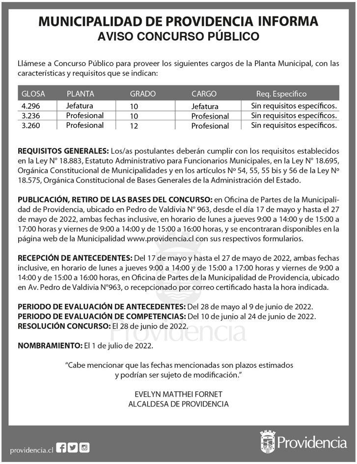 Concurso Público para proveer cargos vacantes en la Planta Municipal